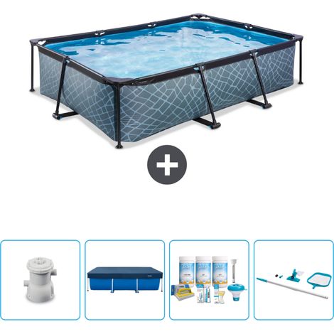 Exit Pool Rechteckig - Steinoptik - 300x200x65 cm - 5-teilig SCB7 (1/4)