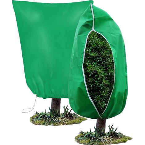Lot de 2 sacs de protection hivernale pour plantes en pot - En non-tissé - Avec fermeture éclair - Coupe-vent - 120 x 180 cm (1/2)
