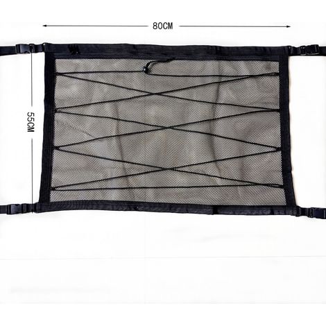 Filet de toit voiture double couche, rangement suspendu sous plafond, pochette en polyester avec cordon, accessoire intérieur 80x54cm (1/3)