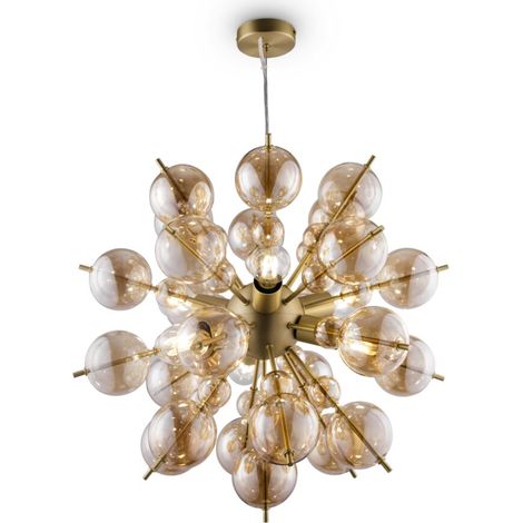 Suspension Maytoni Bolla laiton 6L verre ambré E27 (1/3)