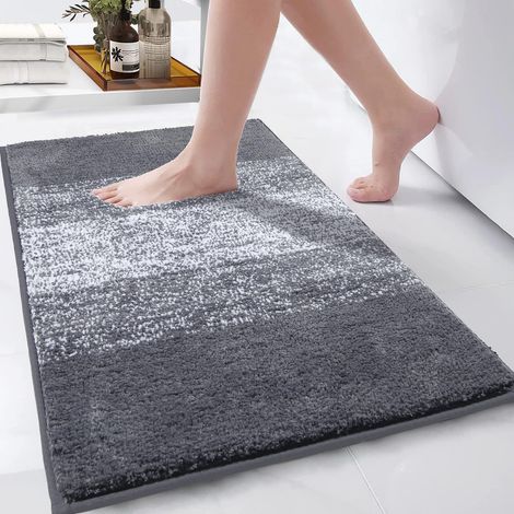 Tapis de Bain Antidérapant Lavable en Machine, 80 x 120 cm Super Absorbent l'eau Tapis Salle de Bain Extra Doux Tapis Toilette pour Salle de Bain, Gris (1/5)