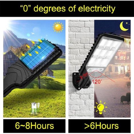 Lampadaire solaire extérieur LED avec détecteur PIR – étanche, angle 120°, 3 modes réglables, télécommande, pour jardin, allée, garage (1/5)