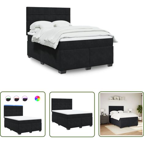 vidaXL Sommier à lattes de lit avec matelas Noir 140x200 cm Velours (1/5)