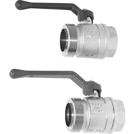 FLOORTEC Kugelhahn Set für Industrie- flächenheizungs-Edelstahlverteiler 2" DG