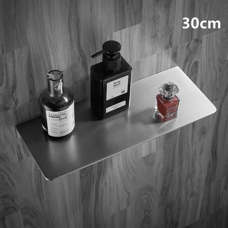 Étagère de rangement de salle de bain en acier inoxydable 304 (30 cm brossé) / Étagère d'angle de douche chromée brossée / Accessoires de salle de bain multifonctionnels (1/5)