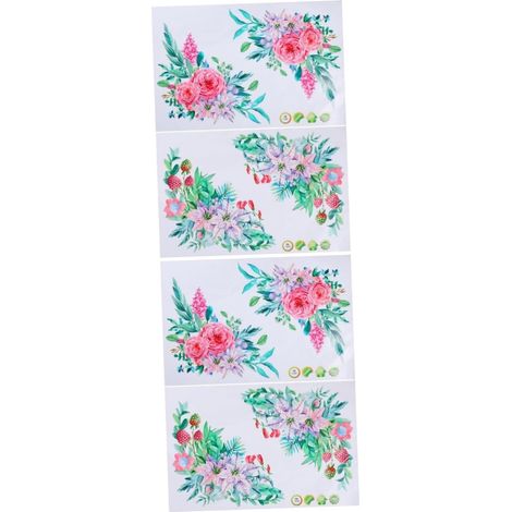 2 Pièces Autocollants Décoratifs Floraux pour Réfrigérateur Autocollants Amovibles pour Décoration Intérieure (1/5)