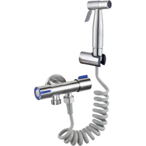Kit Douchette WC Kit Complet avec Douchette Toilette WC, Robinet WC 3 voies et Tuyau Toilette Kit hygiene wc (douchette intime, Flexible WC et Pulvéri (1/5)