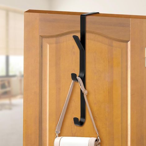 Ganci appendiabiti da porta flintronic, 1 pezzo x 3 ganci verticali per porta, gancio a cancello in acciaio al carbonio, gancio a cancello salvaspazio per vestiti, asciugamani, accappatoi, spazzolato (1/5)