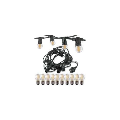 Guirlande lumineuse d'extérieur 10 ampoules LED E27 4W blanc chaud 10 mètres – Interconnectable jusqu'à 80 mètres – Angle de diffusion 360° (1/5)