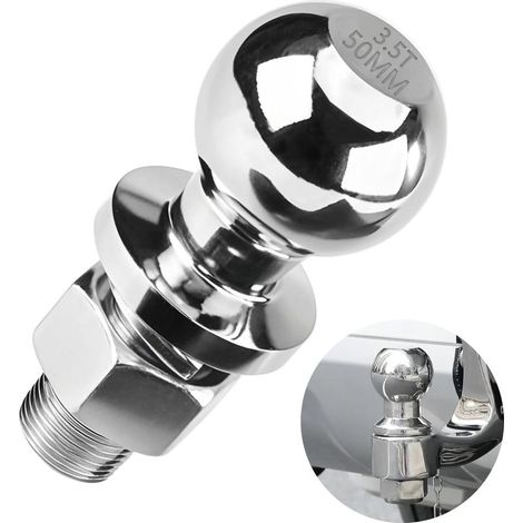 Boule Attelage, Diamètre 50mm Attelage Remorque, Boule d'Attelage Tracteur, Rotule Barre d'Attelage, Ø22 mm Vis avec Une Charge Jusqu'à 3,5 Tonnes pour Tracteurs, Camions, VUS et VR, Argent (1/5)