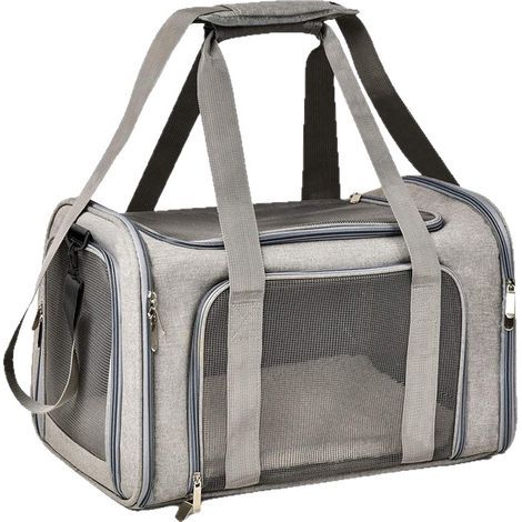 Piccola borsa trasportino grigia per animali domestici, 40 cm x 25 cm x 25 cm, 1 borsa trasportino pieghevole per cani e gatti (1/5)