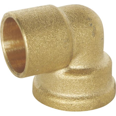 Coude laiton à souder - Femelle 12/17 - Pour tube cuivre Ø14 - Sachet 2 pièces