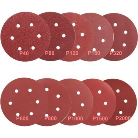 Disque de Ponçage - 150 mm - Grains 40 à 2000 - Bois Métal Polissage - 100 Pièces (10 par Granulométrie) (1/5)