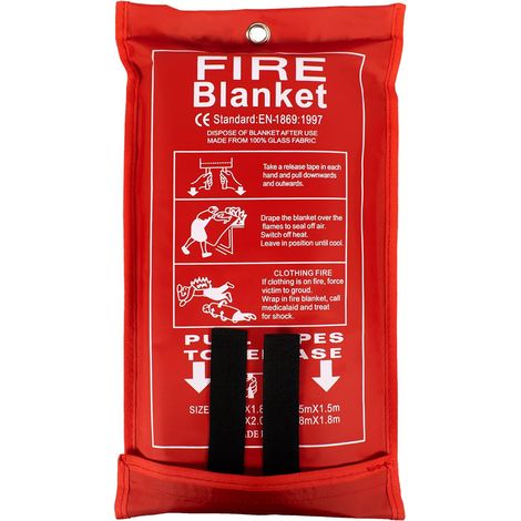 (1,8 x 1,8 m) Couverture antifeu pour la maison et la cuisine  Couverture d'urgence en fibre de verre pour personnes  Protection ignifuge et isolation thermique.