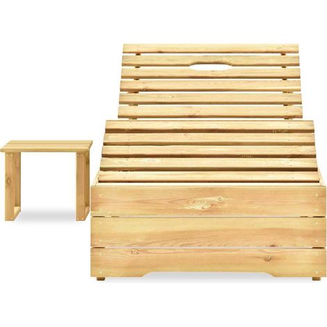 Maison Exclusive - Lettino Prendisole e Tavolino in Legno di Pino Impregnato (1/5)