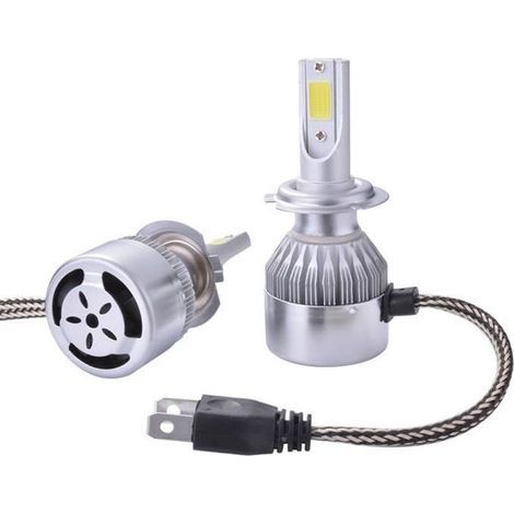 XCSOURCE 2pcs Ampoule Halogène H7 Phare Voiture LED 10000Lm 55W Ventilateur de Refroidissement 6000K Blanc LD974-Ywey