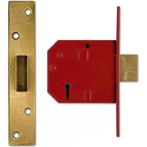 Union 2134E 5 Lever Bs Mortice Deadlock Satin Brass Finish 79.5Mm 3In Box (1/2)