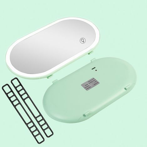 Pare-soleil voiture miroir avec lumière LED interrupteur tactile verre HD universel pare-soleil miroir cosmétique vert (1/2)