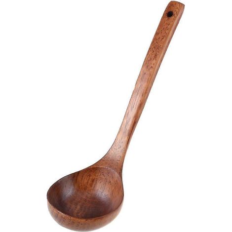 Cuillère à soupe en bois avec manche droit, 28 cm (11 pouces) de long.