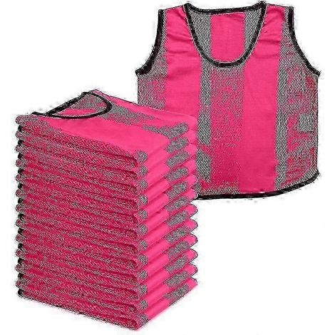 (Enfants de 4 à 8 ans, rose fluo) Lot de 12 bavoirs de sport en maille A2Z, confortables pour le football et le rugby. Convient aux enfants et aux adultes. (1/4)