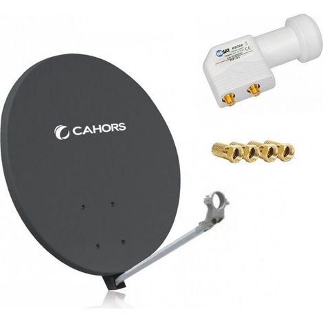 Parabole Satellite - CAHORS - SMC 80CM - LNB Twin - Gris Anthracite - 4K (1/3)