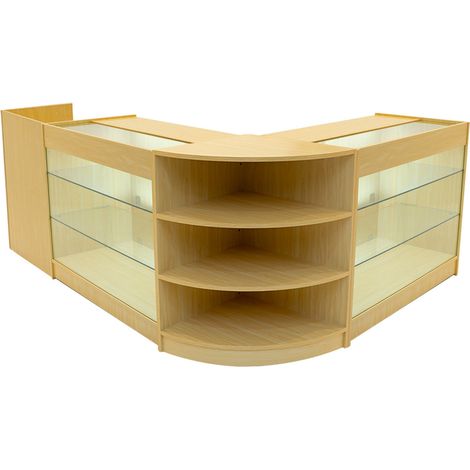 Comptoirs de Vente MDF Érable à LED Blancs Ensemble Astro CM60 TB60 K1200 3 Unités de Rangement Étagères Internes Portes Coulissantes Verouillables Réception Bureau Vêtements Bijoux [Clés INCLUS] (1/5)
