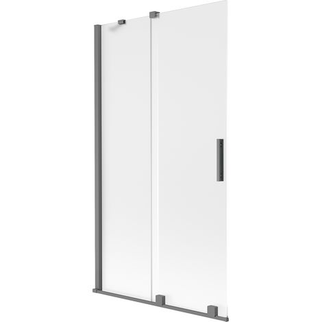 Mexen Velar 2-flügelige Duschwand, verschiebbar, 100 x 150 cm, Milchglas, Gun Metal - 896-100-000-31-95 (1/2)