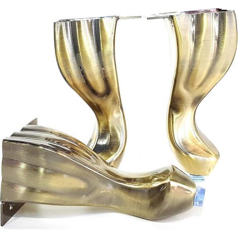 Pieds de meuble réglables, 4 pieds décoratifs en métal de style Queen Anne, 140 mm de haut, pieds de rechange blancs autobloquants, adaptés aux canapés, chaises, tabourets, armoires, couleur laiton an (1/5)