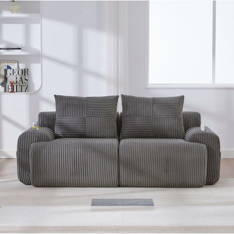 sofá 2 plazas modular con portavasos pana 200 cm OKMYHOME (1/5)