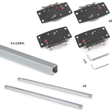 Emuca 6213662 Kit de ferrures pour Flow2 2 portes coulissantes et armoire à fermeture souple avec rails encastrés 2,35m, pannea (1/6)
