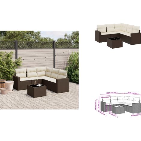 6-tlg. Garten-Sofagarnitur mit Kissen Braun Poly Rattan - Garten Sofagarnitur - Garten Sofagarnituren - Outdoor Sofagarnitur - Sofagarnitur Terrasse (1/3)