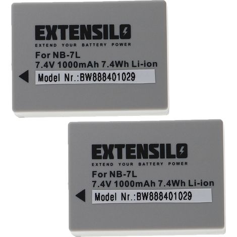 EXTENSILO 2x Akku Ersatz für Canon NB-7L für Kamera (1000 mAh, 7,4 V, Li-Ion) (1/3)