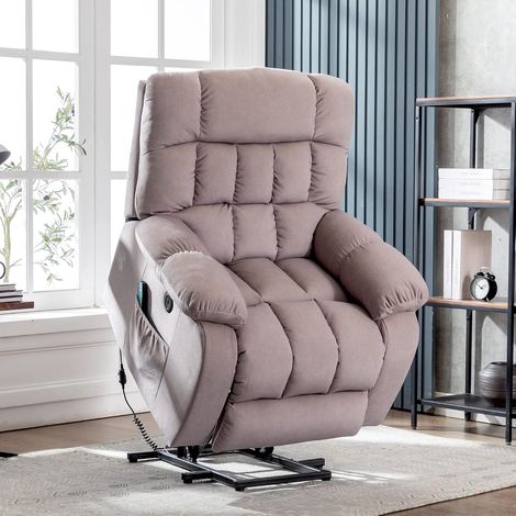Poltrona reclinabile elettrica con massaggio e riscaldamento per anziani - 2 tasche laterali - Porte USB - Semplice poltrona reclinabile per soggiorno (A) (1/5)