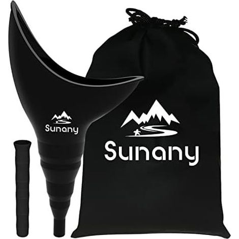 Urinoir féminin réutilisable en Silicone infaillible permettant aux Femmes de Faire Pipi Debout, urinoir pour Femme avec Sacs à Cordon Serrage est Le Compagnon Parfait Les Voyages et Noir - (1/5)