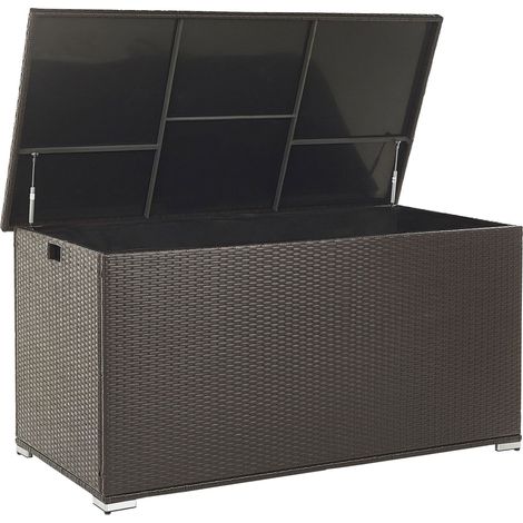 Caja de almacenamiento para jardín en ratán sintético marrón 155 x 75 cm Modena