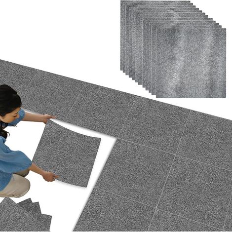 20 Pièces Dalle Moquette Autocollante 30x30 cm, Feutrine Gris Antidérapante et Lavable, Tapis pour Chambre, Salon, Bureau, Hôtel, Adhésif Fort Inclus (1/5)