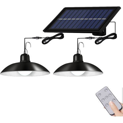 Outdoor solar LED hanging lights with adjustable motion sensor and remote control, IP67 waterproof, for garage, gazebo, shed, camping, patio, chicken coop or barn (1/5)