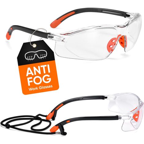 Lunettes de Protection Lunettes de Sécurité - SG003 Airsoft Bricolage Jardinage Tir Cuisine Laboratoire Transparentes Anti Buée et Anti Rayures Securite Chimie (Vert) (Orange) (1/5)