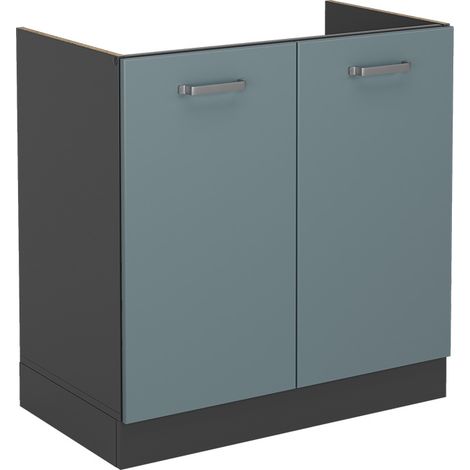 Armario bajo para fregadero R-Line, Gris azulado, 80 cm sin encimera, Vicco