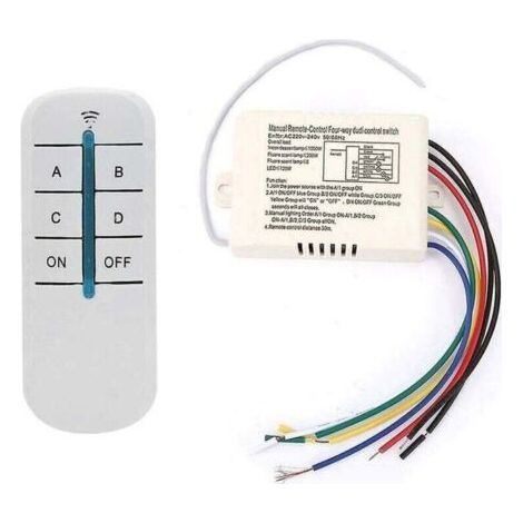 Interrupteur mural numérique 220 V avec télécommande sans fil à quatre voies et module émetteur-récepteur. Interrupteur mural avec télécommande, émetteur et récepteur, compatible avec les luminaires. (1/4)
