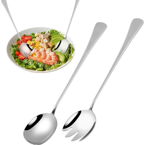 2 Pcs Couverts À Salade 28cm Couvert A Salade INOX, Couverts A Salade, Couverts Salade À Longs Manches, Couvert Salade INOX pour Cuisine, Salle À Manger (1/5)