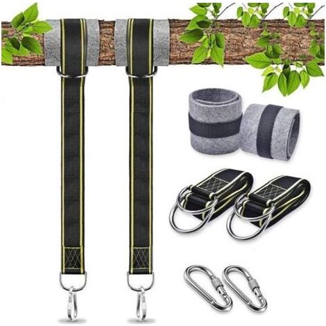 Hängematten-Aufhängegurt, Hängesesselbefestigung, Zubehör für Gartenschaukeln, Sicherheitskarabiner, Schaukelgurt für Bäume, Hängemattenschaukel (2 x 1,5 m) (1/5)