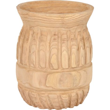 Jarron Madera Paulownia 28X28X36 Tallado Natural (1/5)
