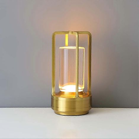 Lampe de table LED à intensité variable, batterie rechargeable, interrupteur tactile, 3 températures de couleur, lampe de chevet portable en aluminium, pour bureau, tables, maison (1/5)