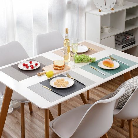 Lot de 4 sets de table bicolores 45 × 30 cm en polypropylène et coton tressés lavables antidérapants et résistants à la chaleur (1/5)