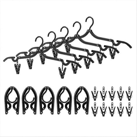 Set mit 10 faltbaren Reisekleiderbügeln und 20 Clips, tragbare, faltbare Kunststoffkleiderbügel, unverzichtbar für Reisen (1/5)