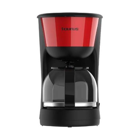 Taurus – Cafetera de Goteo Verona Vintage Red, 12 Tazas, 1000W, Jarra Cristal graduada, Depósito Agua Visible, Filtro Reutilizable, Auto Apagado, Placa calefactora