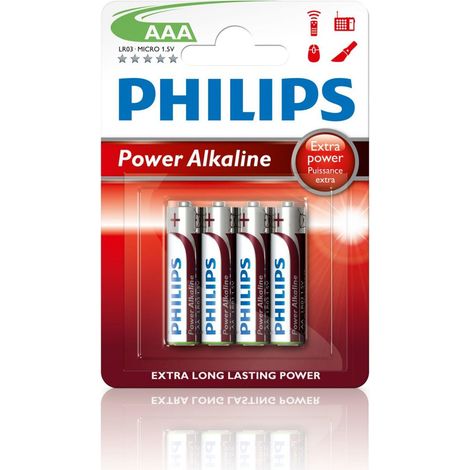 PILAS PHILIPS AAA POWER ALKALINE 4 UDS LR03P4B/10