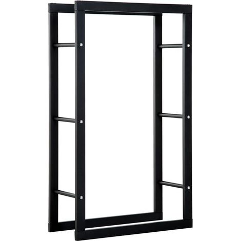 PORTA LEGNA PER CASA E GIARDINO IN FERRO NERO. 60X25X100CM (1/5)