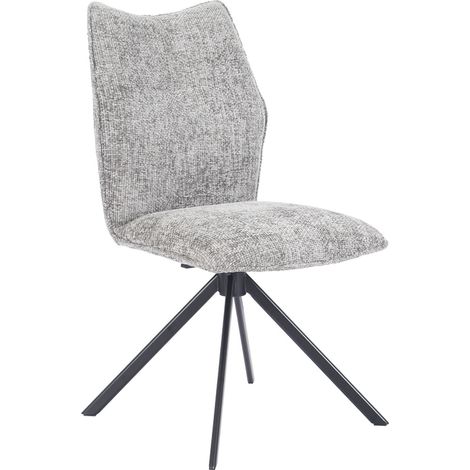 Home Heavenly® - Pack 2 sillas giratorias NENA, tapizadas, 180º con retorno, patas negras, 63x48x93 cm. Color: Gris